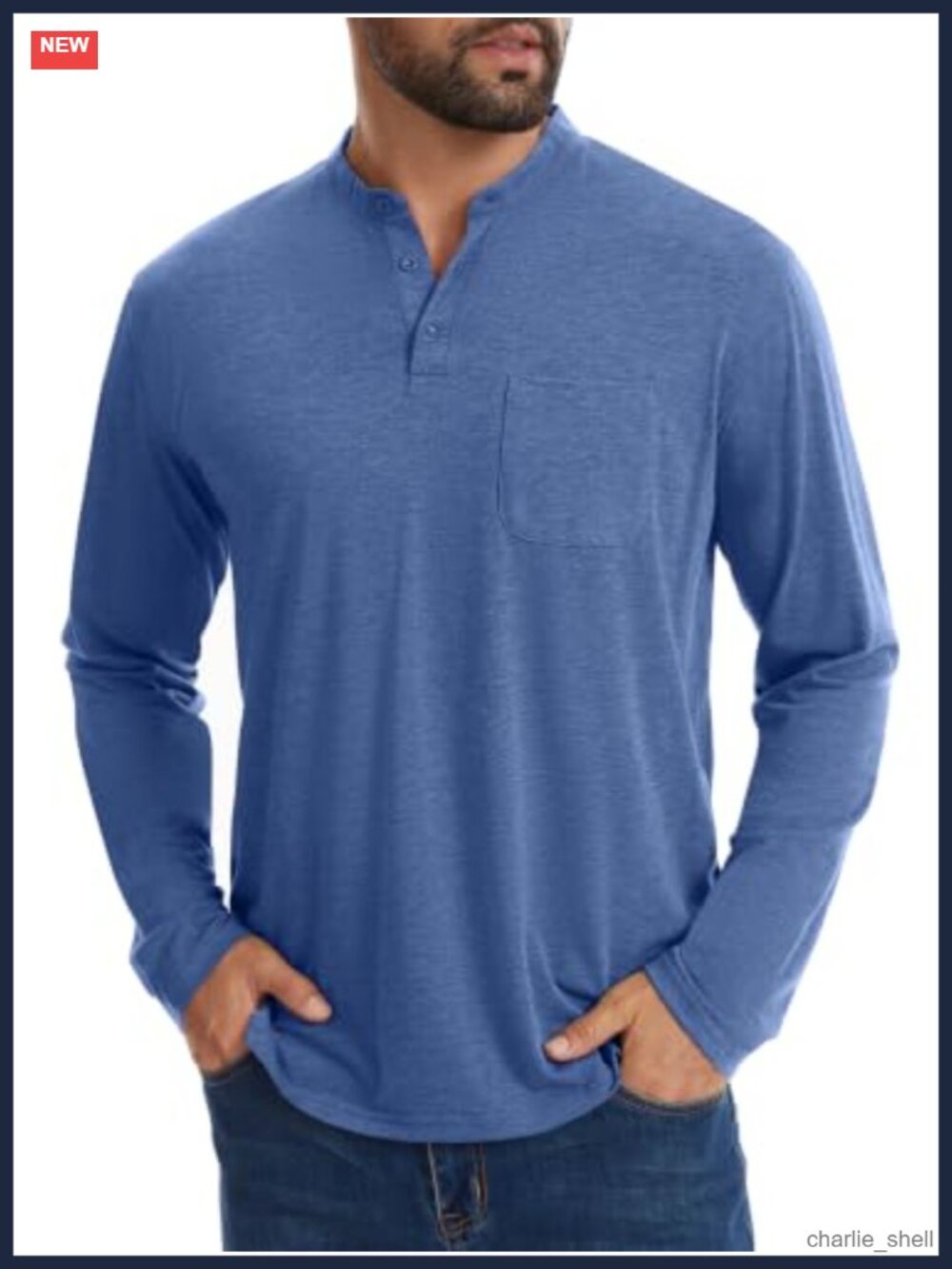 Men's Henley Shirt Long Sleeve V Neck Button Down Relaxed Fit Casual Top